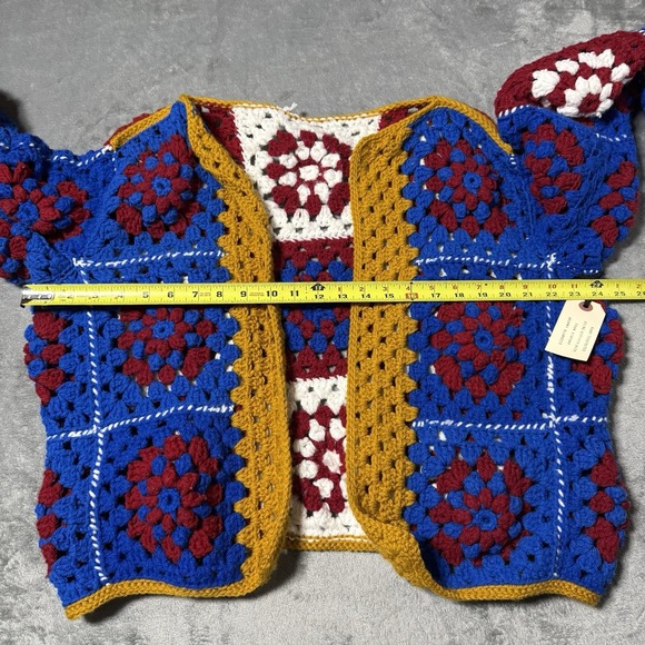 VTG 90s Handmade Grandma Crochet Oversized Open Cardigan One Size Fits Most - Picture 6 of 8